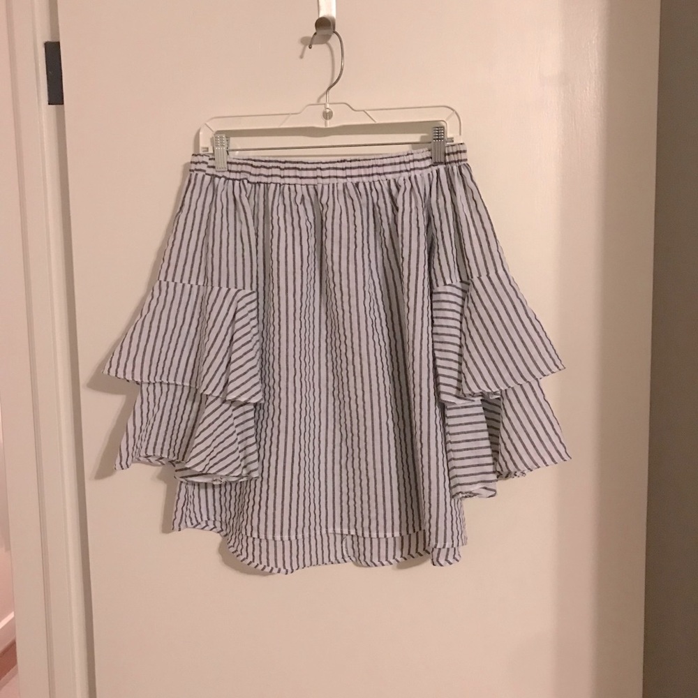 She + Sky off the shoulder ruffle sleeve shirt